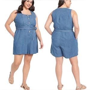 Lane Bryant Denim Shorts Jumper/Romper